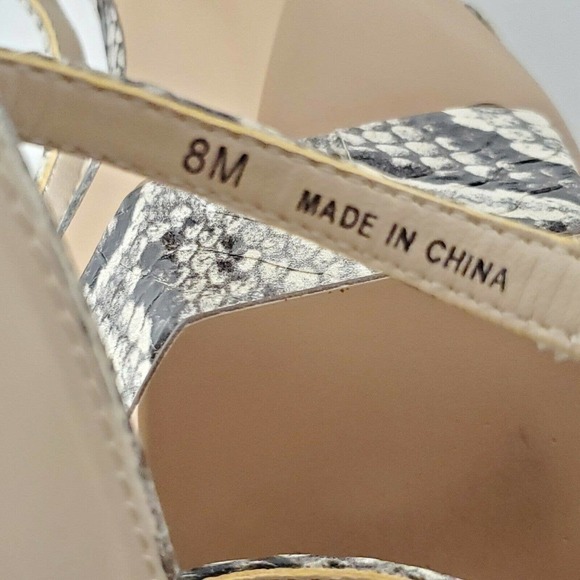 PELLE Moda Sandals Olya Sandal In Black White Snake Print Size 8 - Picture 10 of 11